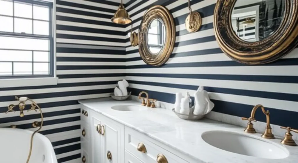 Add Horizontal Stripes in bathroom