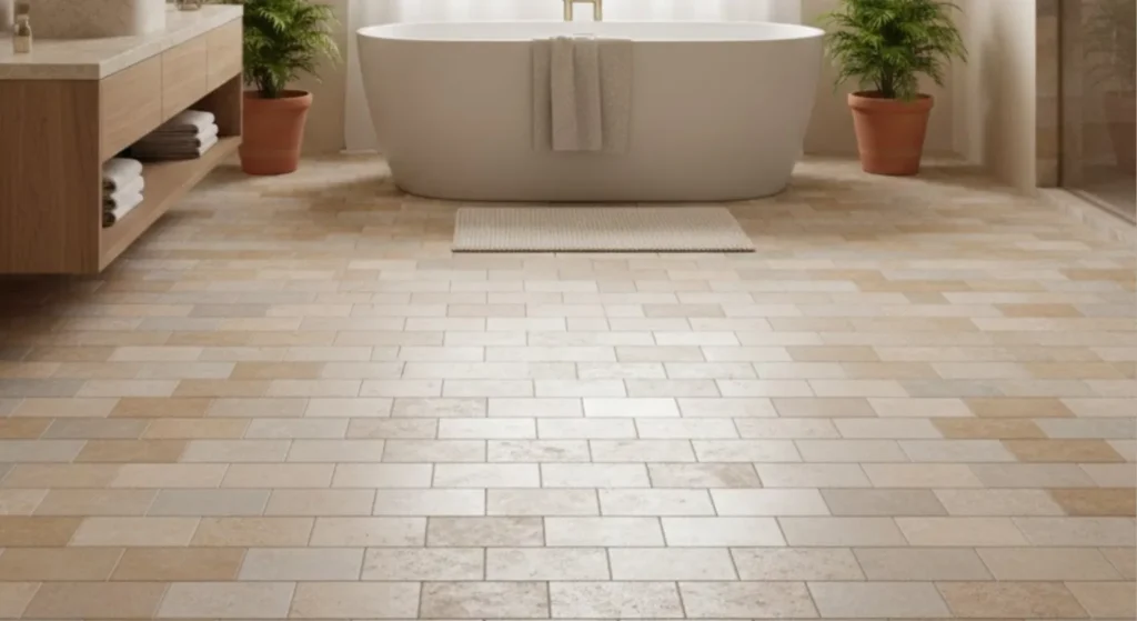Limestone Tile floor for bathroom